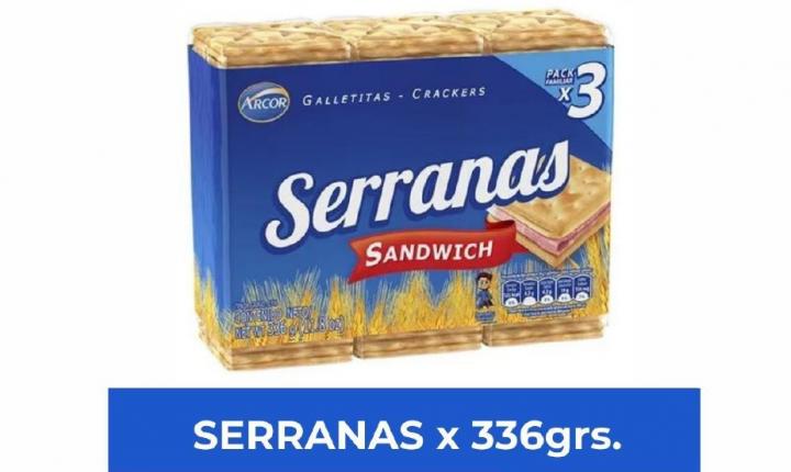 Galletitas SERRANAS x 3u. 336grs. (B x 16u.)